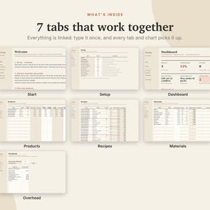 Calcolatore prezzi Excel e Fogli Google, Prezzi dei prodotti per venditori Etsy, Foglio di calcolo per il calcolo di costi e profitti per prodotti fatti a mano / Crema neutra immagine 4