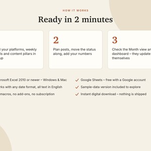 Content-Kalender (Excel & Google Sheets), Social-Media-Planer, Instagram- und TikTok-Post-Planer, Content-Tracker-Tabelle | Neutral Cream Bild 9