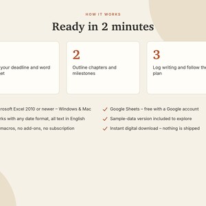 Thesis Planner Excel & Google Sheets, Dissertation Tracker, Word Count Tracker, PhD + Master Thesis Timeline, Gantt Chart | Neutral Cream image 9