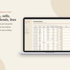 Investment Tracker Excel & Google Sheets, Dividend Tracker, Stock Portfolio Tracker, ETF + Asset Allocation, Rebalancing | Neutral Cream image 6