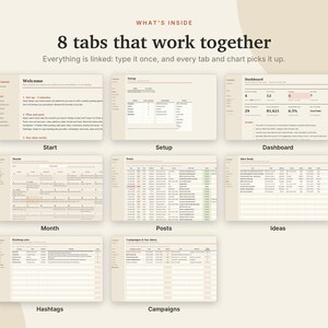 Content-Kalender (Excel & Google Sheets), Social-Media-Planer, Instagram- und TikTok-Post-Planer, Content-Tracker-Tabelle | Neutral Cream Bild 4
