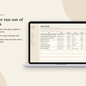 Content-Kalender (Excel & Google Sheets), Social-Media-Planer, Instagram- und TikTok-Post-Planer, Content-Tracker-Tabelle | Neutral Cream Bild 7