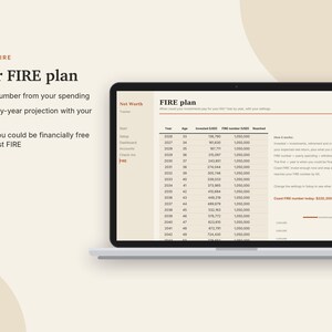 Net Worth Tracker Excel & Google Sheets, FIRE Calculator, Assets + Debt Tracker, Wealth Tracker, Financial Independence | Neutral Cream image 6