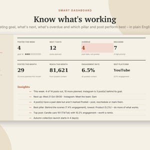 Content-Kalender (Excel & Google Sheets), Social-Media-Planer, Instagram- und TikTok-Post-Planer, Content-Tracker-Tabelle | Neutral Cream Bild 2