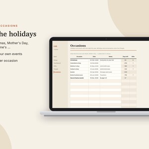 Gift Tracker Excel & Google Sheets, Christmas Gift List + Budget, Birthday Reminder, Gift Ideas Planner, Holiday Planner | Neutral Cream image 7