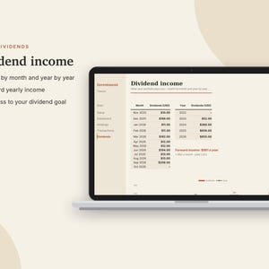 Investment Tracker Excel & Google Sheets, Dividend Tracker, Stock Portfolio Tracker, ETF + Asset Allocation, Rebalancing | Neutral Cream image 7