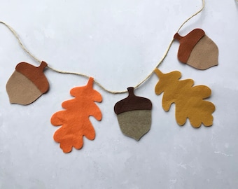 Felt Acorn and Oak Leaf Bunting Kit, Fall Garland