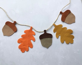 Felt Acorns and Oak Leaves, Large Felt Die Cut Acorn and Oak Leaf Bunting Kit