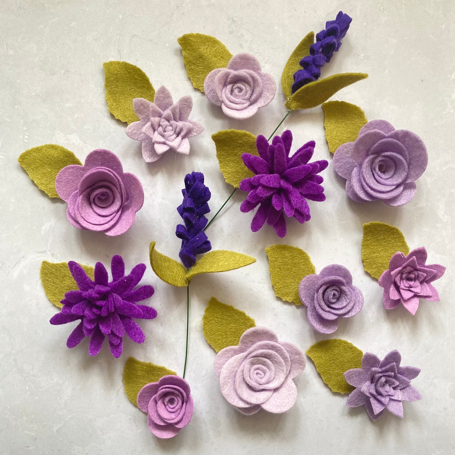 Lilac & Purple Felt Flower Kit Die Cut Felt Flowers Etsy