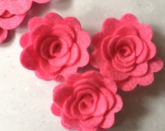 Small Felt Roses, Felt Die Cut Rose Flowers, 3D Roses