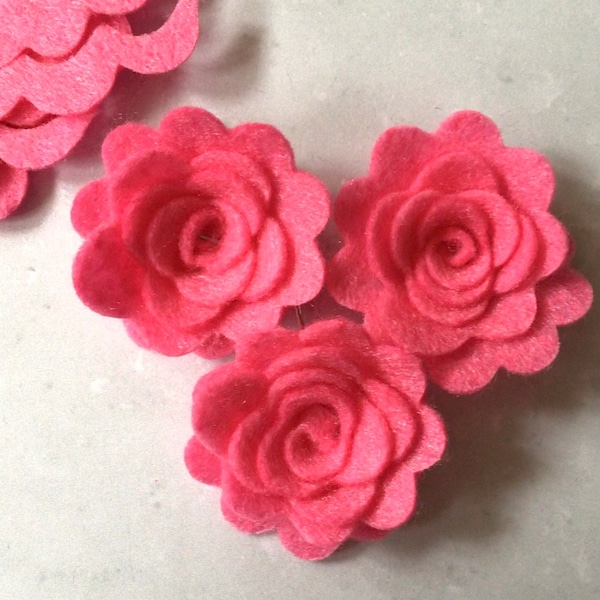 Small Felt Roses, Felt Die Cut Rose Flowers, 3D Roses