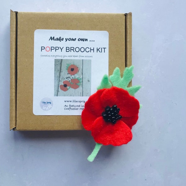 Sew Your Own Red Felt Poppy Brooch, Poppy Craft Kit