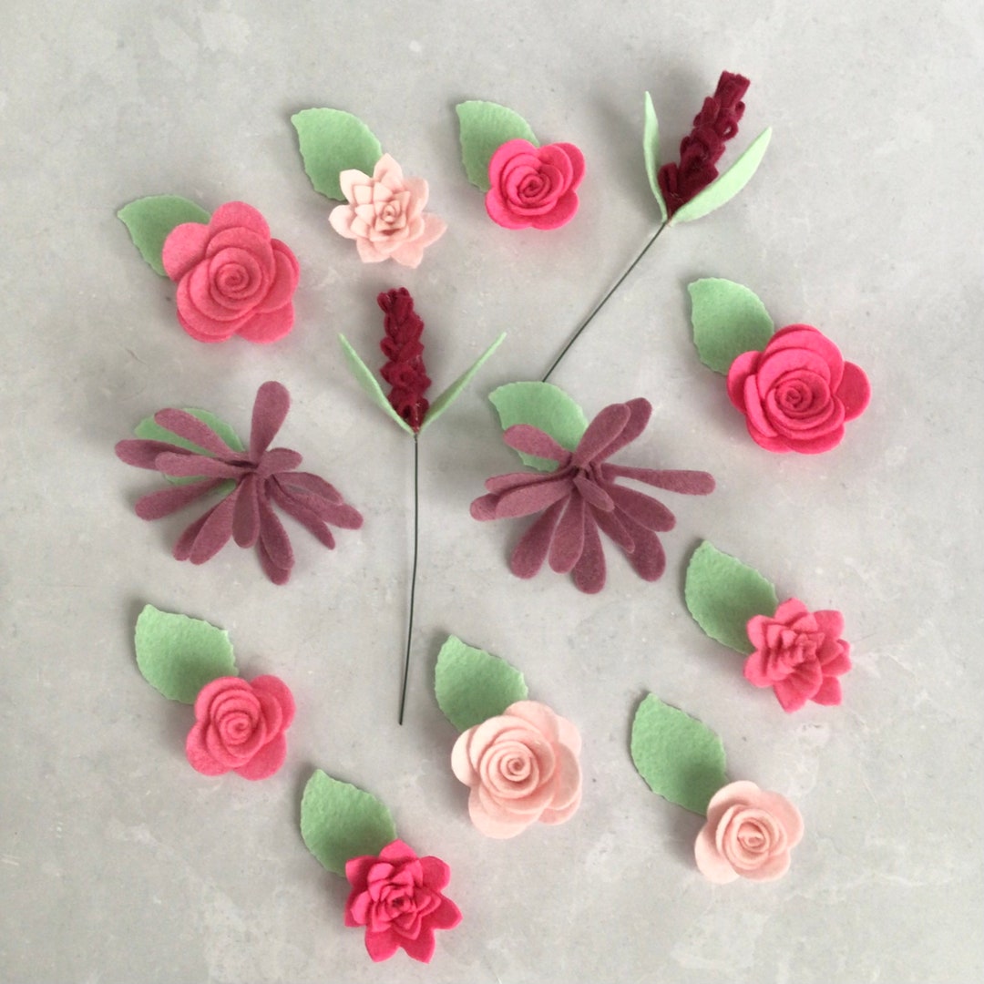 Pink Felt Flower Buttonhole Kit, Die Cut Felt Flowers Etsy