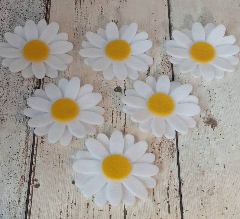 White Felt Daisies LARGE Die Cut Felt Daisy Flowers Etsy