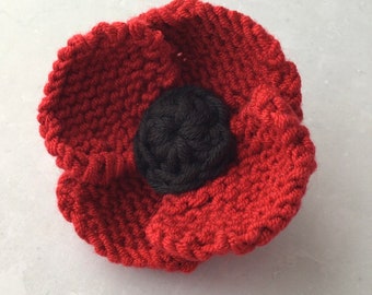 Red Poppy Flower Brooch, Floral Pin Corsage