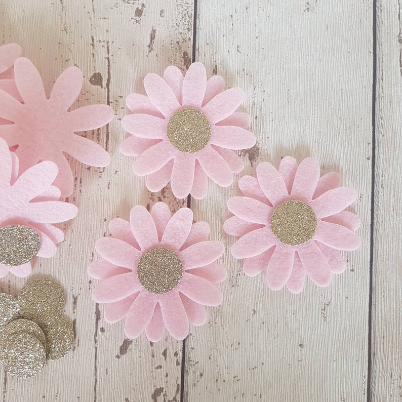 Pink Daisy Flowers LARGE Die Cut Felt Daisies Champagne Etsy