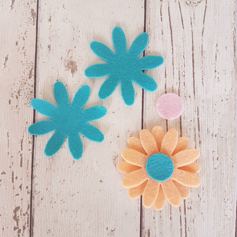 Multicoloured Felt Daisy Flowers LARGE Felt Die Cut Daisies Etsy