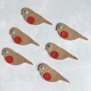 Petirrojos de fieltro pequeños, petirrojos de fieltro troquelados