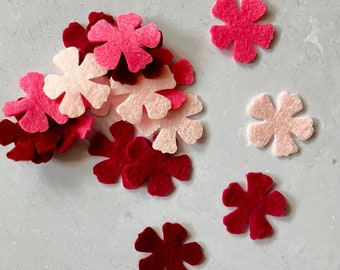 Small Pink Felt Flowers, Felt Die Cut Flowers, Felt Wedding Confetti