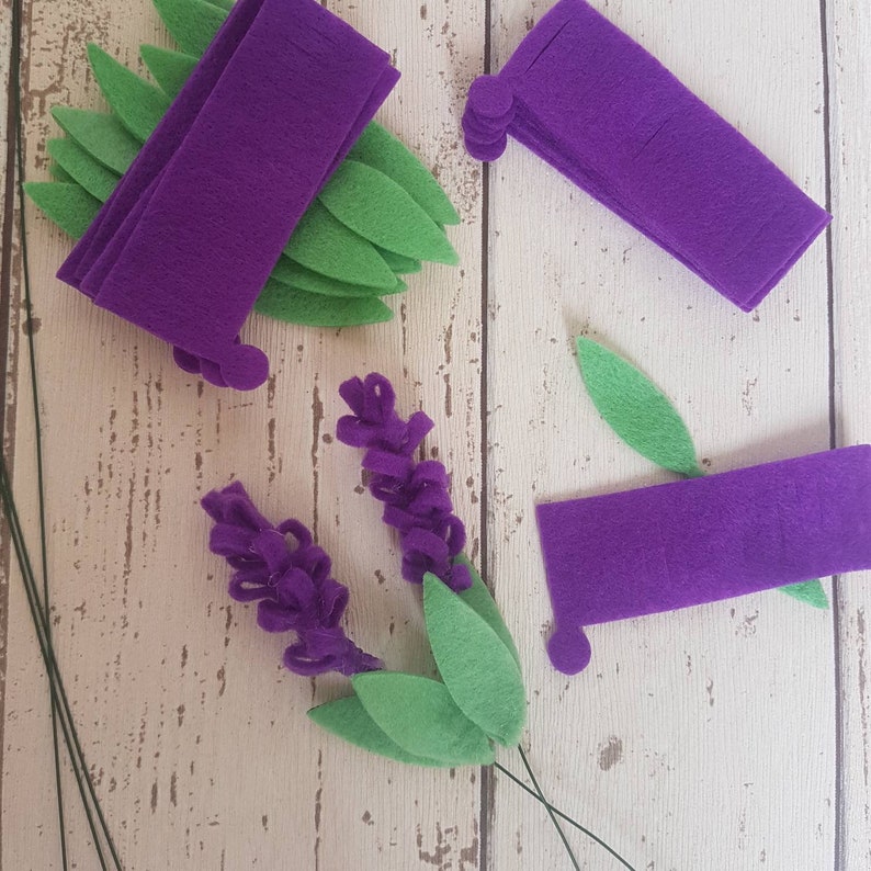 Felt Lavender Flowers Felt Die Cut Flowers DIY Flower Kit Etsy
