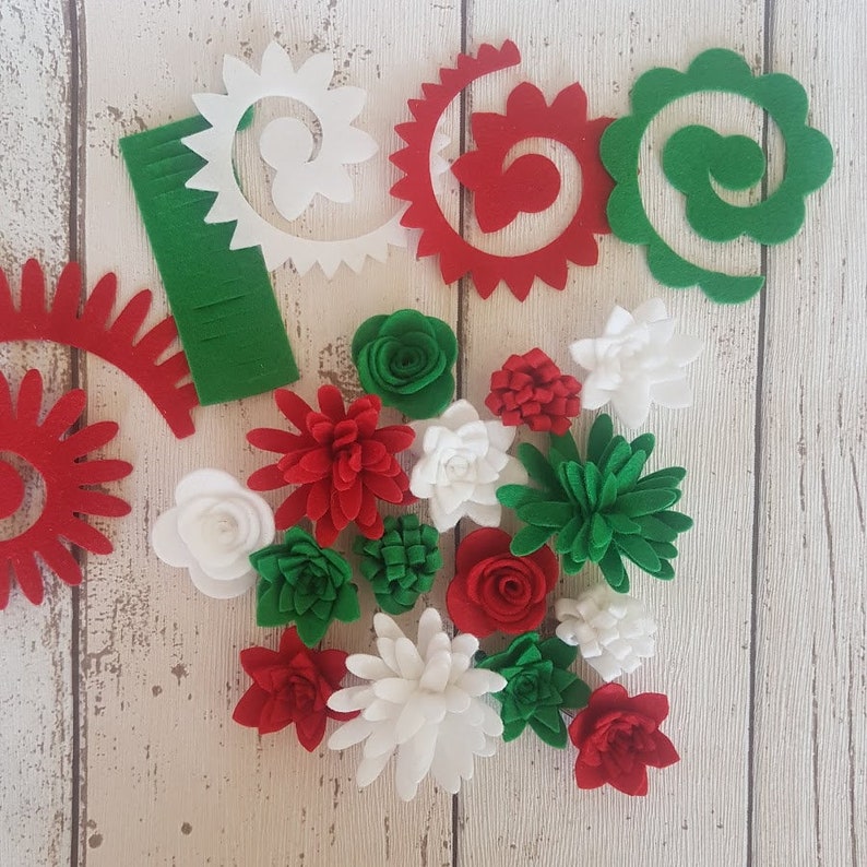 Mixed Christmas Felt Flower Kit Die Cut Felt Flowers. Etsy