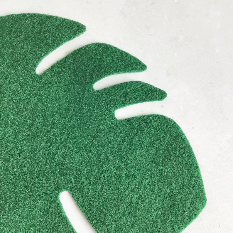 Large Green Felt Tropical Leaves, Felt Die Cut Monstera Leaf image 5