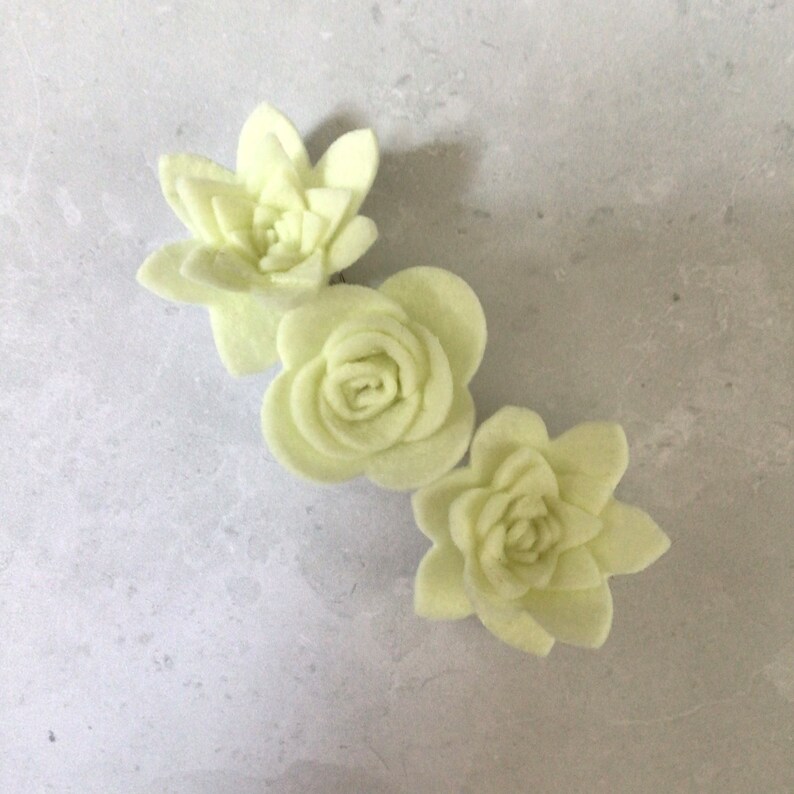 Ivory Felt Flowers & Leaves, Felt Die Cut Flowers, 3D Roll Up Flowers image 3