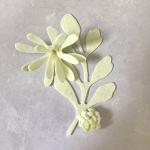 Ivory Felt Flowers & Leaves, Felt Die Cut Flowers, 3D Roll Up Flowers image 6