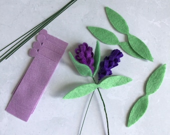 Felt Lavender Flower Kit, DIY Floral Craft