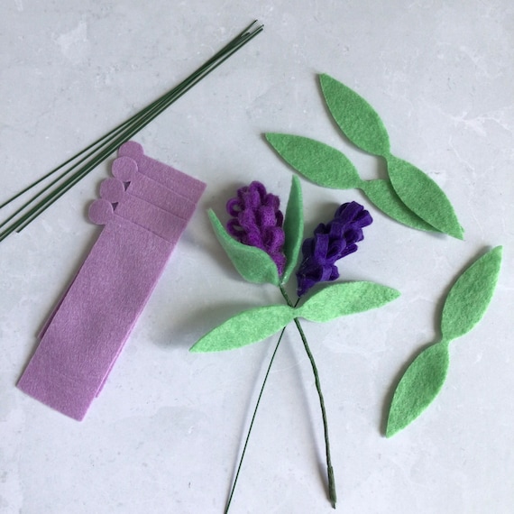 Felt Lavender Flower Kit, DIY Floral Craft