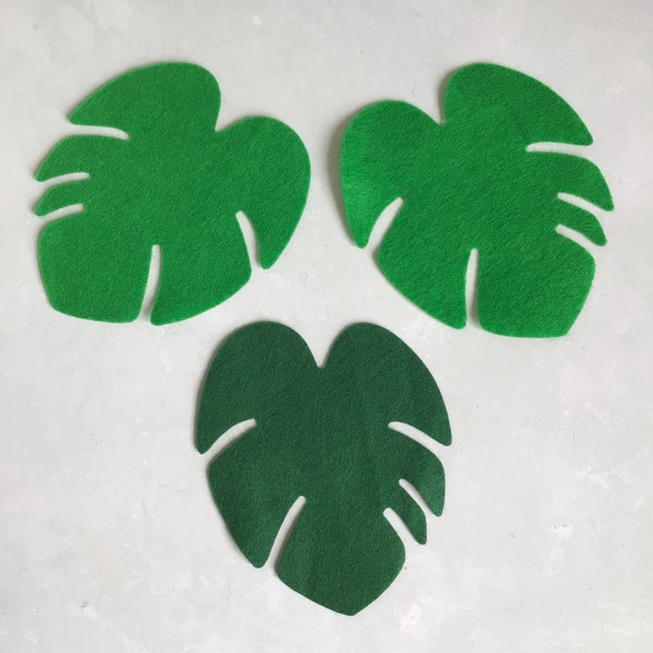 Large Green Felt Tropical Leaves, Felt Die Cut Monstera Leaf