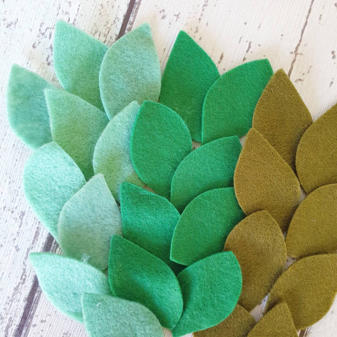 Green Felt Leaves Die Cut Felt Leaf Kit Etsy
