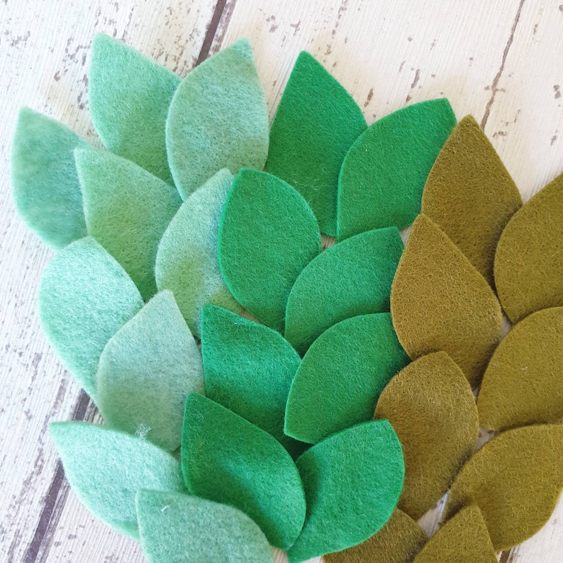 Green Felt Leaves Die Cut Felt Leaf Kit Etsy