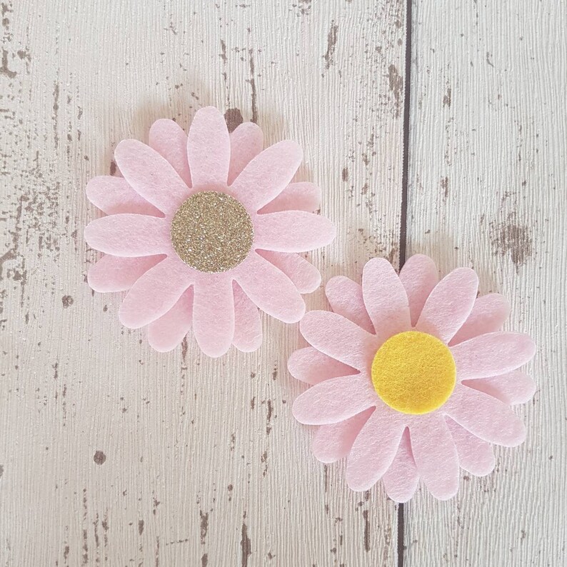 Pink Daisy Flowers LARGE Die Cut Felt Daisies Champagne Etsy