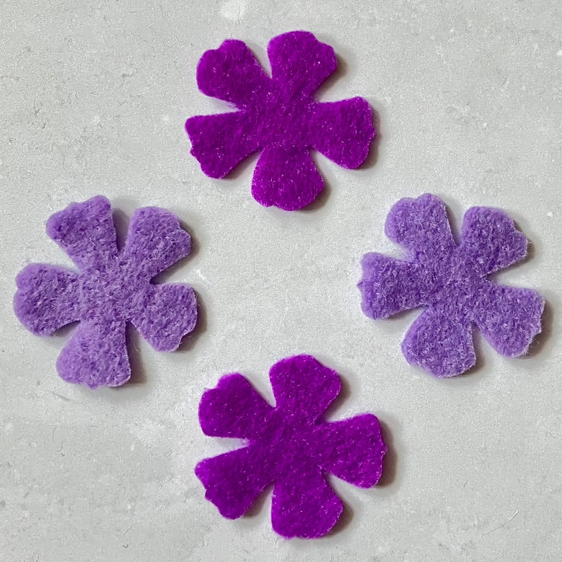 Small Lilac Felt Flowers, Die Cut Felt Flowers, Purple Felt Flowers image 2