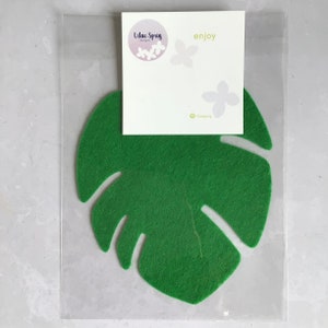 Large Green Felt Tropical Leaves, Felt Die Cut Monstera Leaf image 6