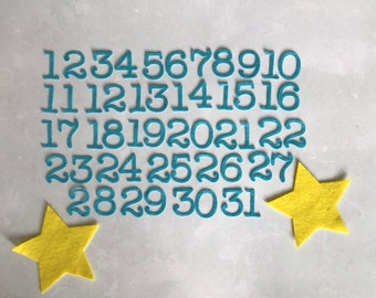 Felt Ramadan Countdown Calendar Numbers, Die Cut Numbers 1-31, DIY Countdown Calendar