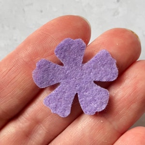 Small Lilac Felt Flowers, Die Cut Felt Flowers, Purple Felt Flowers image 3