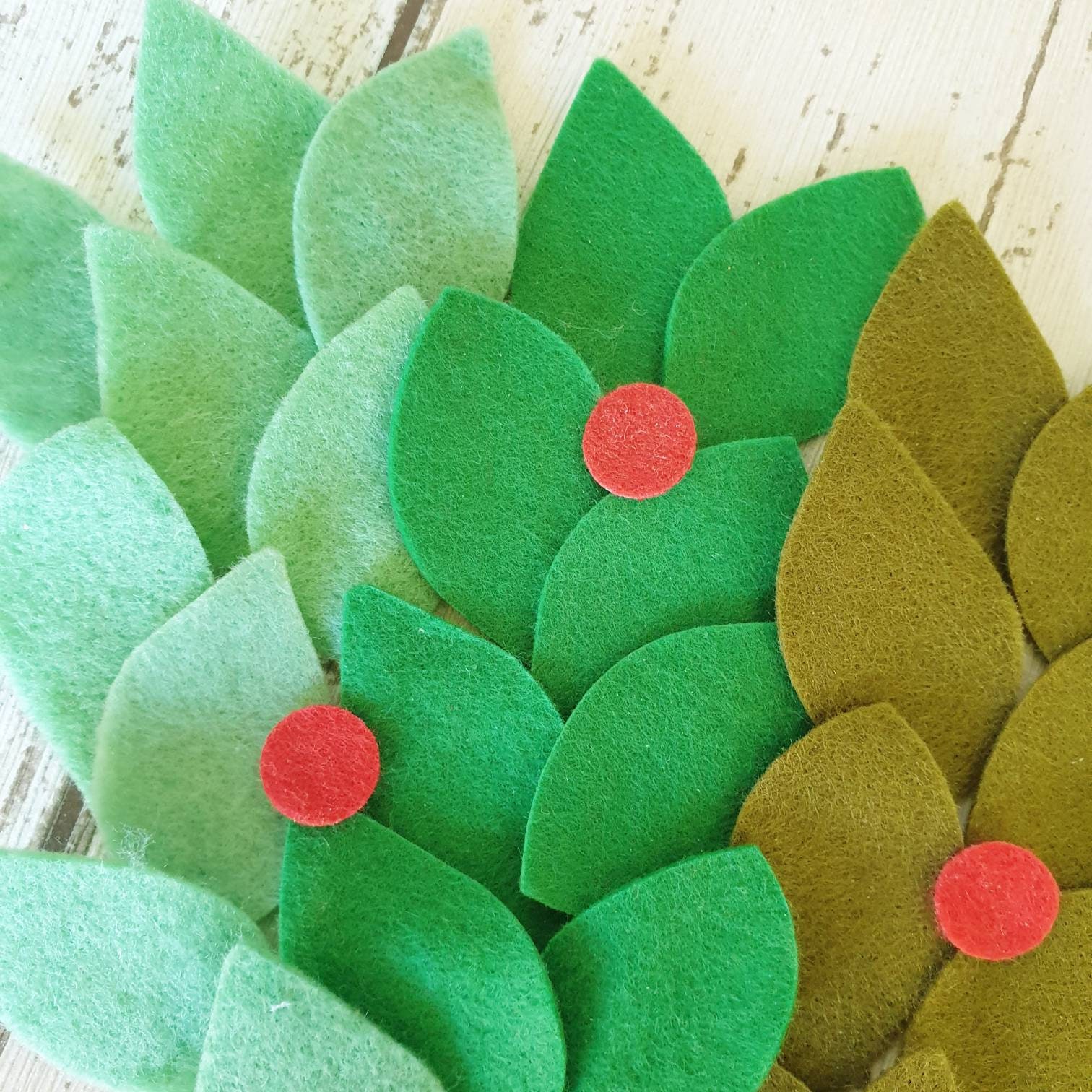 Green Felt Leaves Die Cut Felt Leaf Kit Etsy