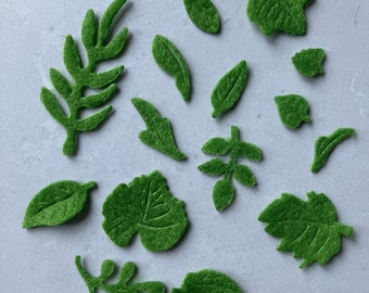 Mini Felt Leaf Shapes, Die Cut Felt Leaves