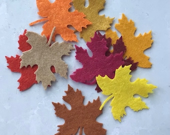 Medium Felt Maple Leaves, Die cut maple leaves, Felt Autumn Leaves