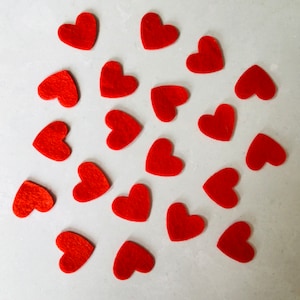 Valentine's Decoration Felt Hearts in Red and White on Wood Stems