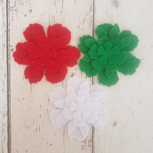 Flores navideñas grandes de fieltro, flores de fieltro troqueladas