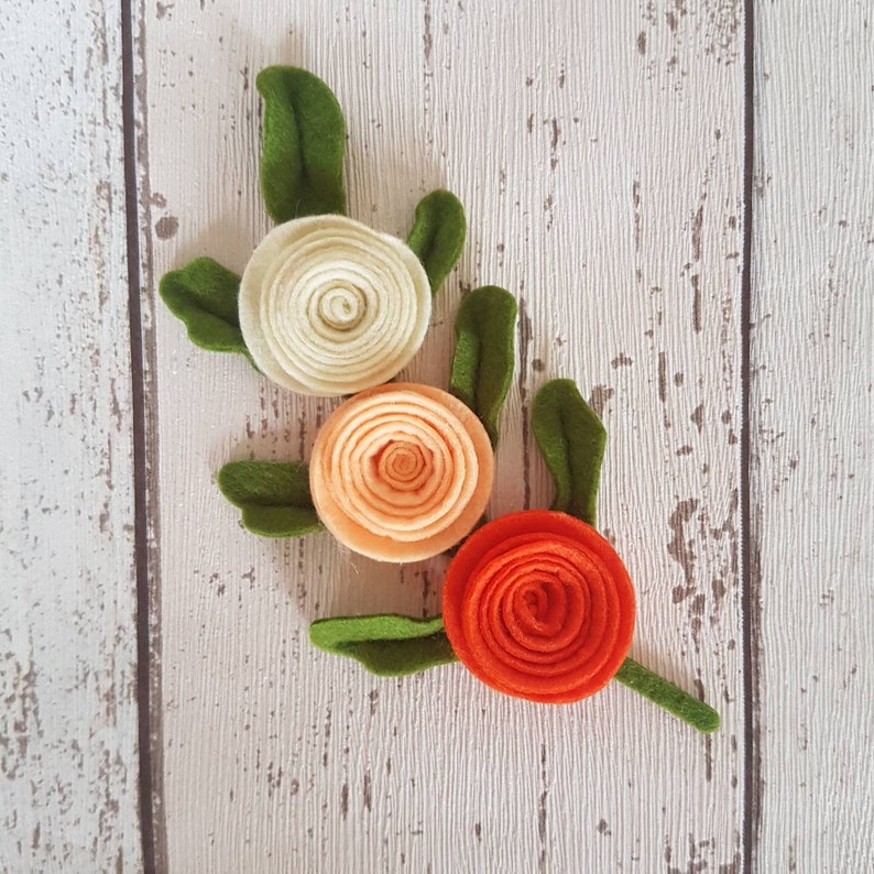 Burnt Orange Felt Ranunculus Flowers Felt Die Cut Flowers Etsy New