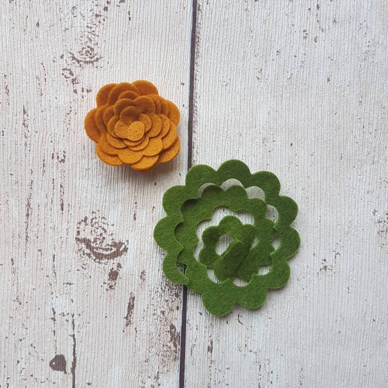 Autumn Felt Roses Die Cut Felt Flowers 3D Roll up Flower Etsy