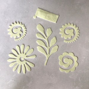 Ivory Felt Flowers & Leaves, Felt Die Cut Flowers, 3D Roll Up Flowers image 2