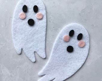 Felt Ghosts with Happy Faces, Large Felt Die Cut Ghost Bunting Kit