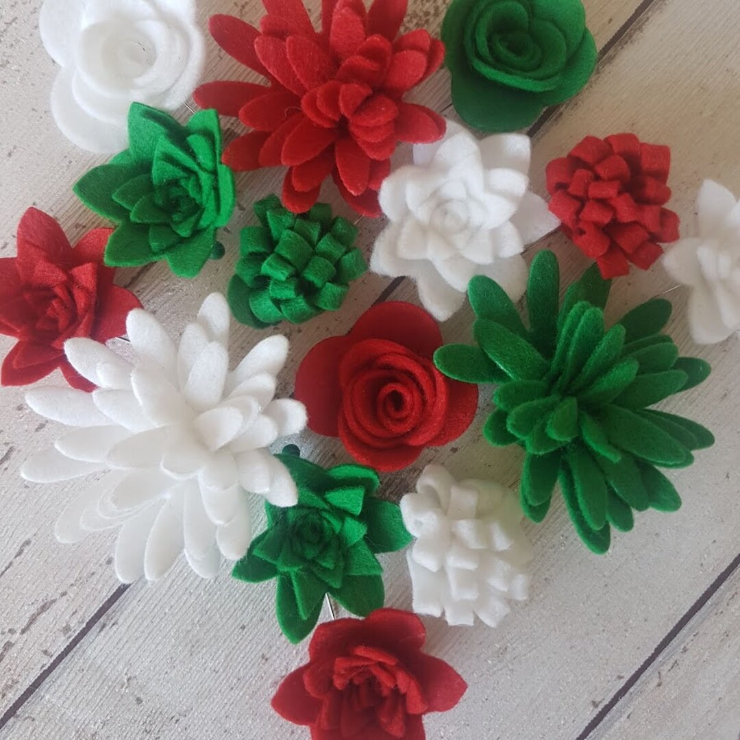 Mixed Christmas Felt Flower Kit, Die Cut Felt Flowers. Etsy