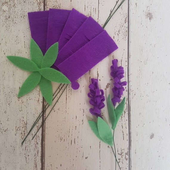 Felt Lavender Flowers, Felt die cut flowers, DIY Flower Kit by