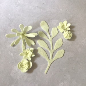 Ivory Felt Flowers & Leaves, Felt Die Cut Flowers, 3D Roll Up Flowers image 5